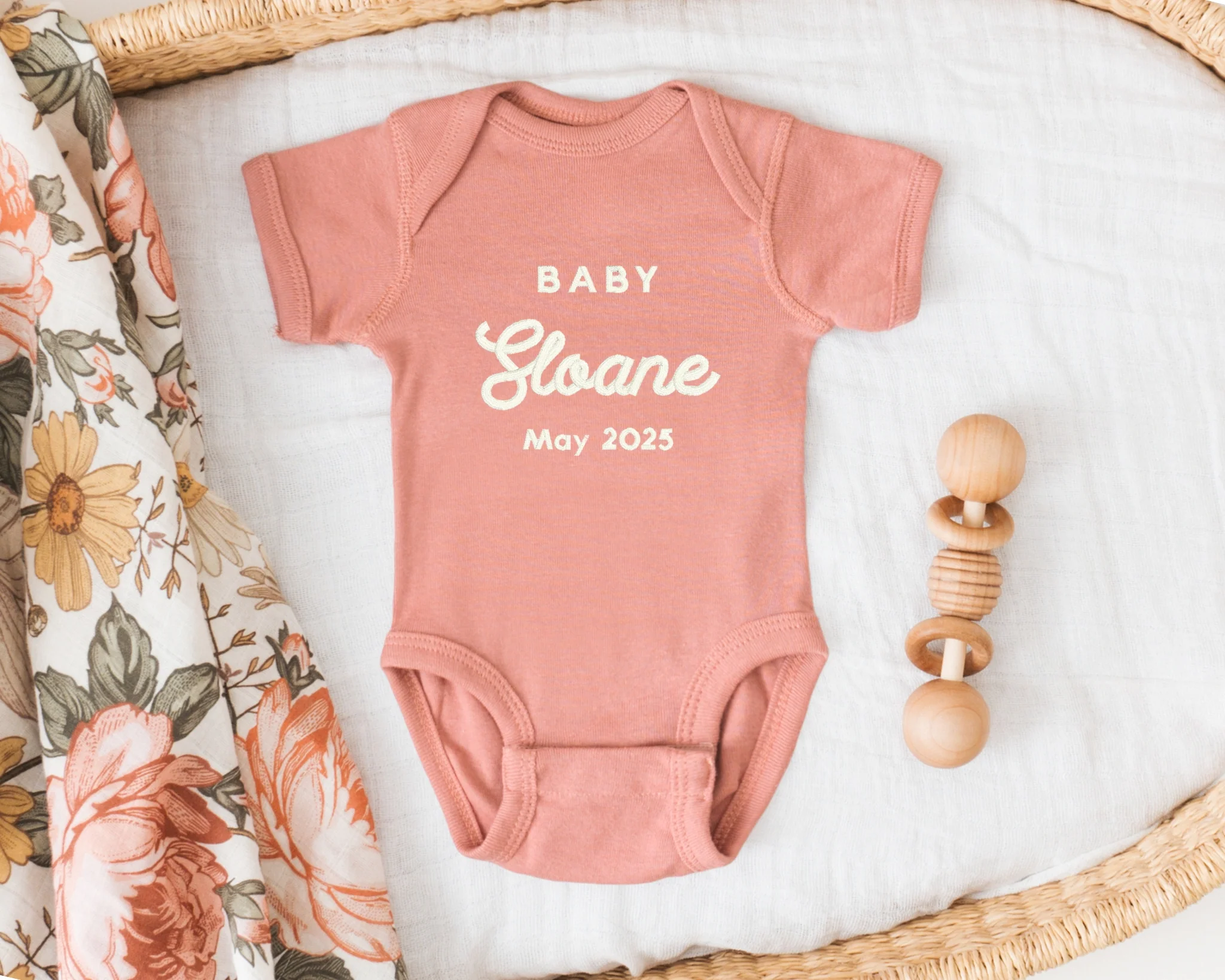 Baby Name Reveal Embroidered Bodysuit - Image 7
