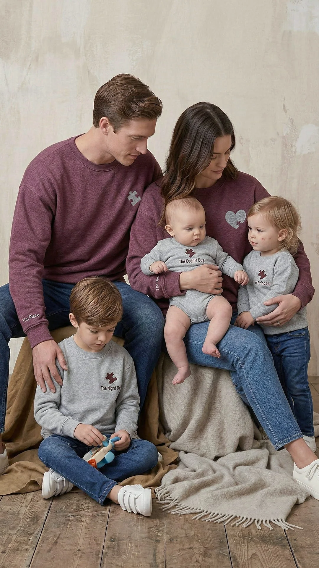 Family Puzzle Piece Embroidered Sweatshirt Bundle - Image 3