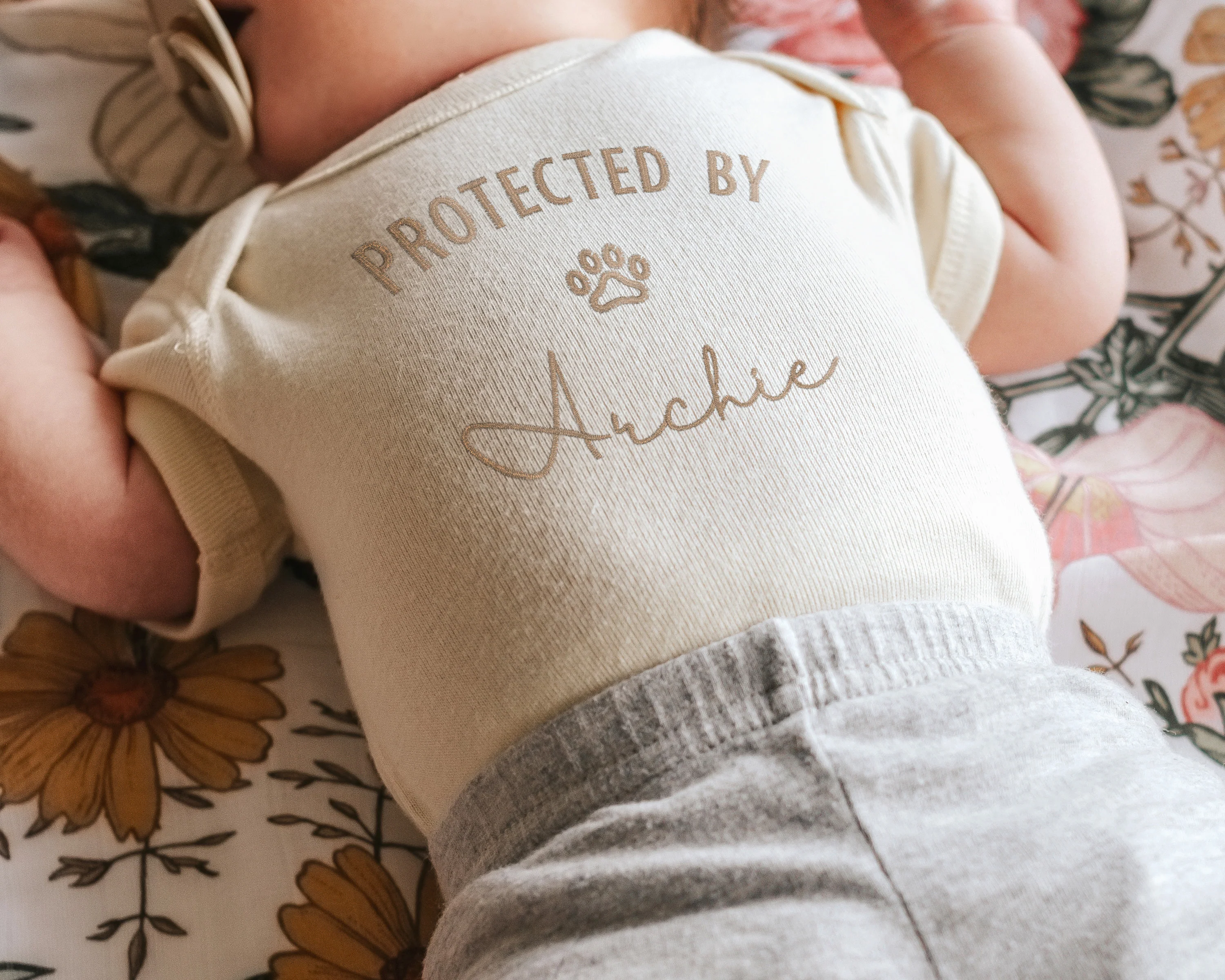 Protected by Dog Embroidered Bodysuit - Image 3