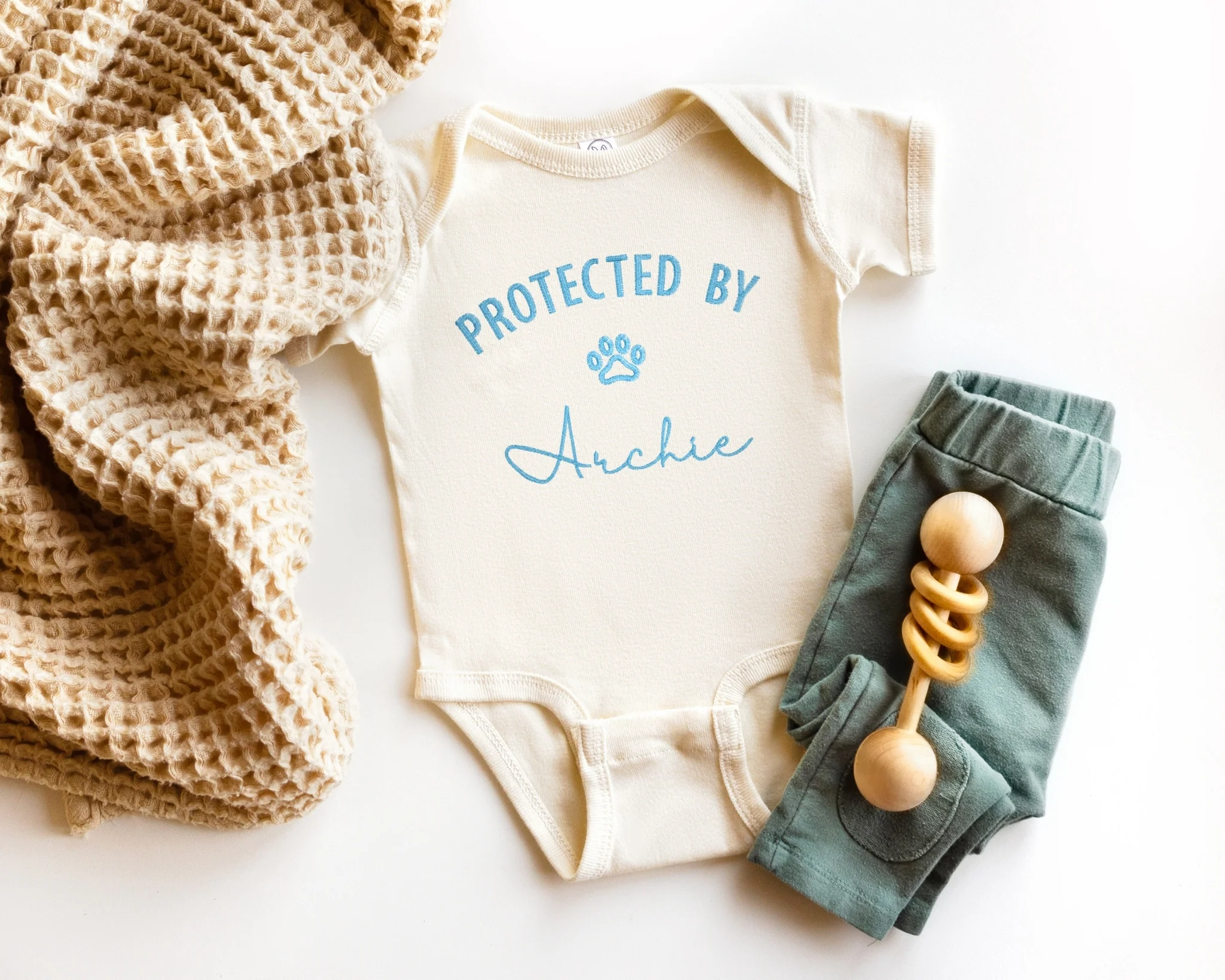 Protected by Dog Embroidered Bodysuit - Image 6