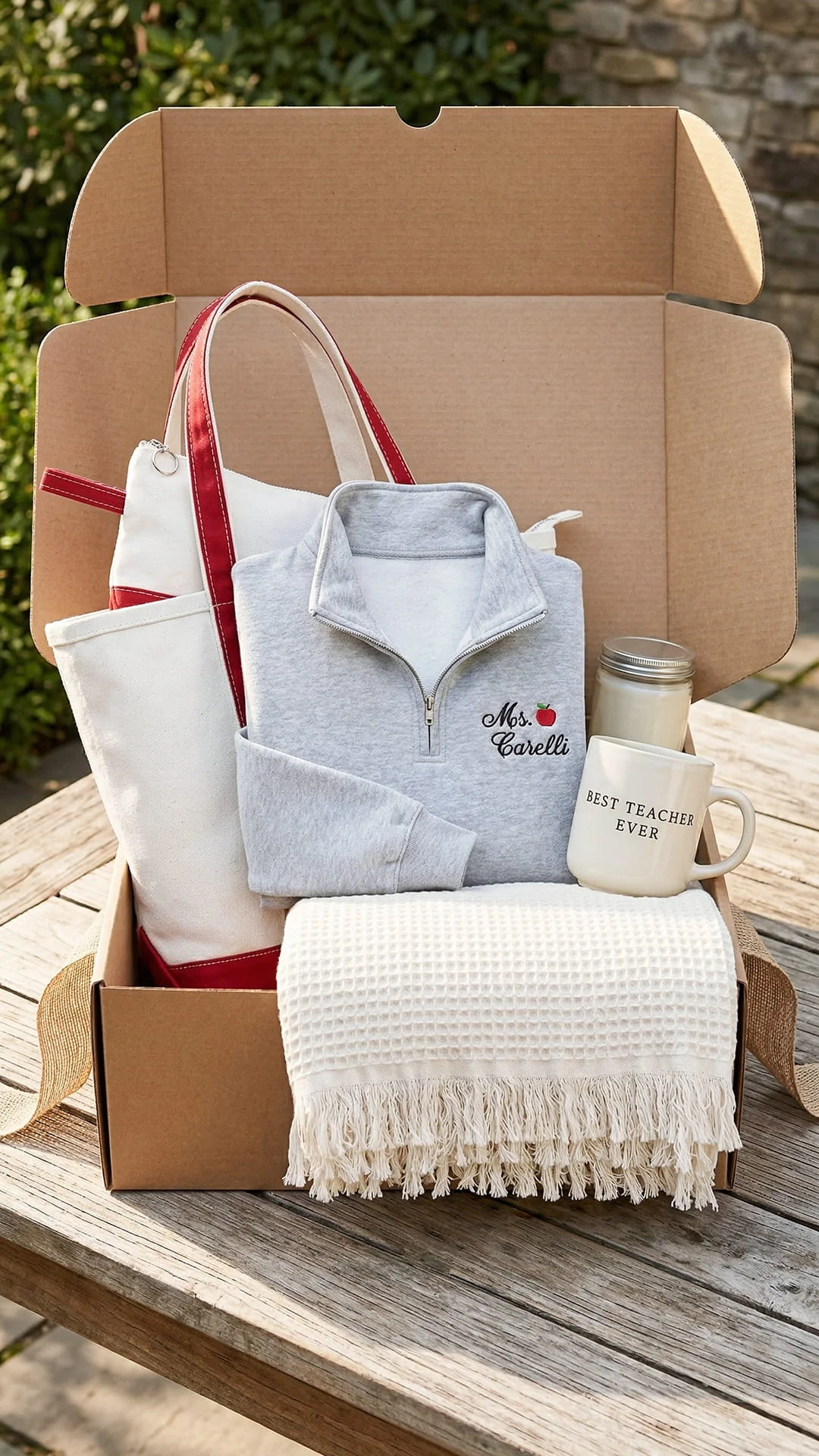 Teacher Gift Box with Custom Embroidered Quarter-Zip - Image 9