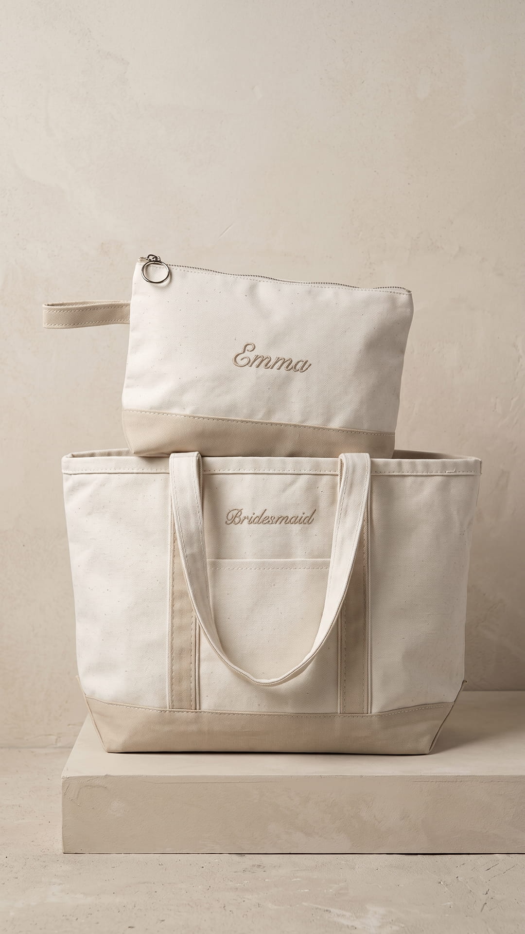 The Bridal Party Gift Set | Embroidered Tote & Personalized Makeup Bag - Image 9