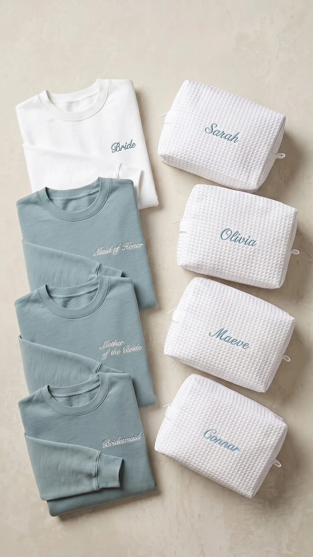 The Bridal Party Gift Set | Script Embroidered Sweatshirt & Personalized Spa Bag - Image 5