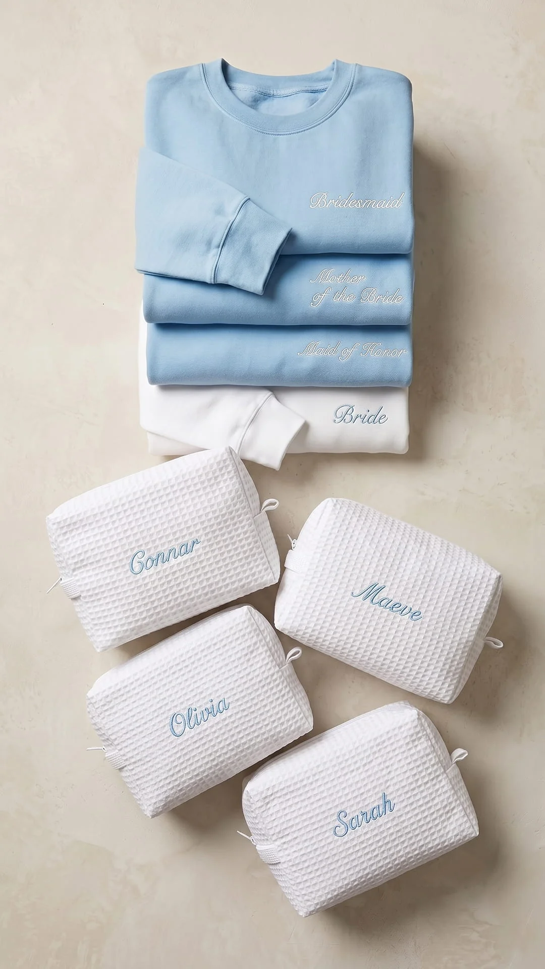 The Bridal Party Gift Set | Script Embroidered Sweatshirt & Personalized Spa Bag - Image 7