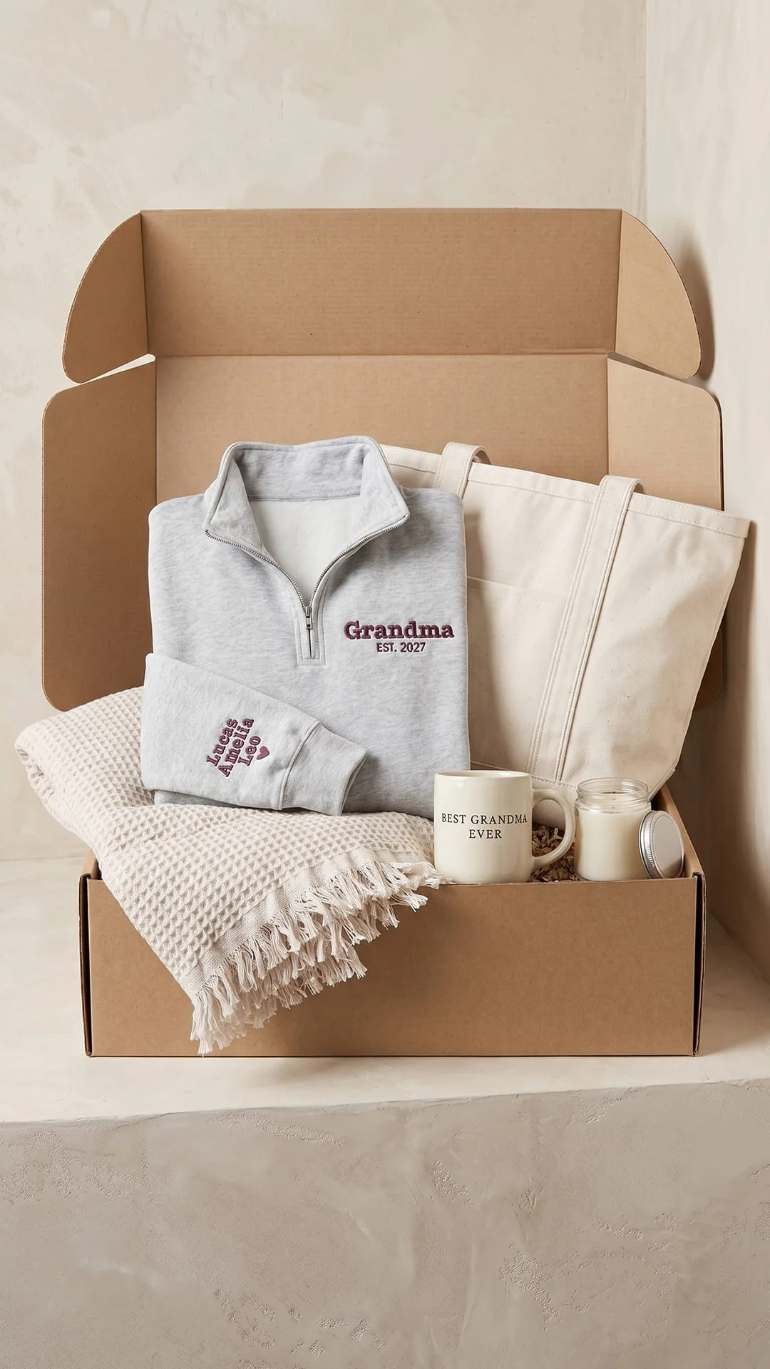 The Grandma Keepsake Box | Custom Embroidered Quarter-Zip Gift Set - Image 5