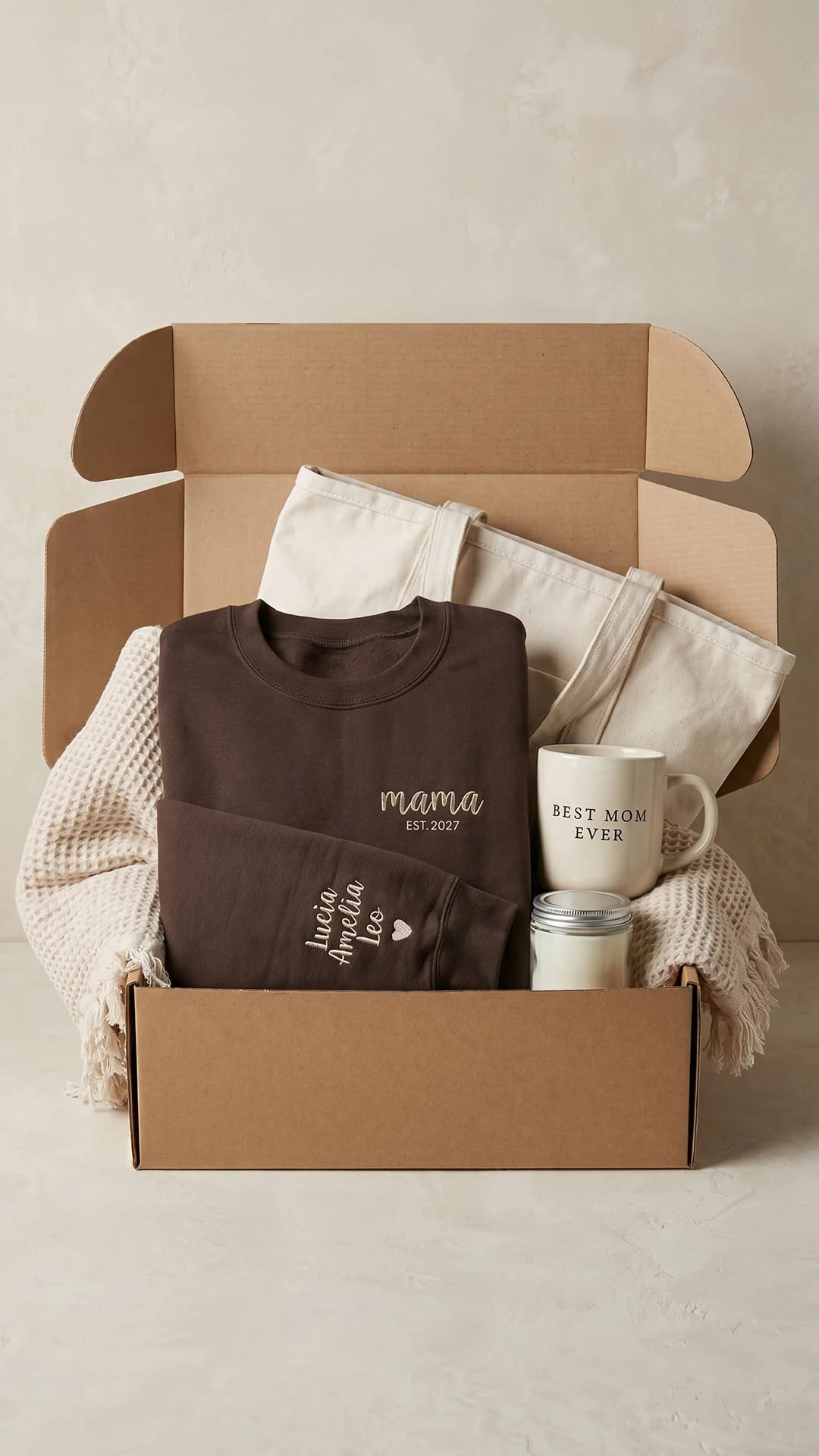 The Mama Keepsake Box | Custom Script Embroidered Sweatshirt Gift Set - Image 6