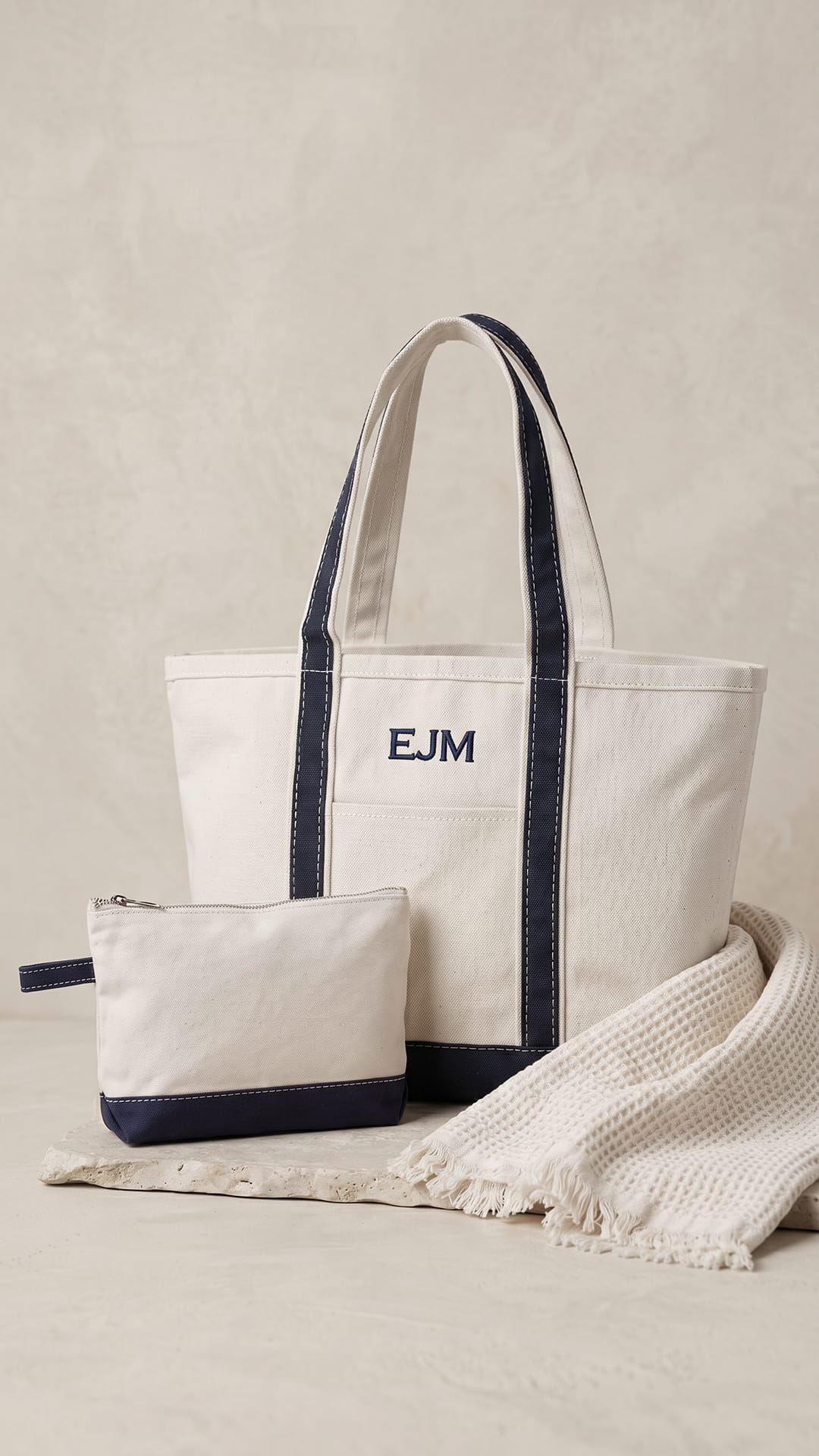 The Monogram Keepsake Box | Personalized Tote, Clutch & Waffle Throw Gift Set - Image 22