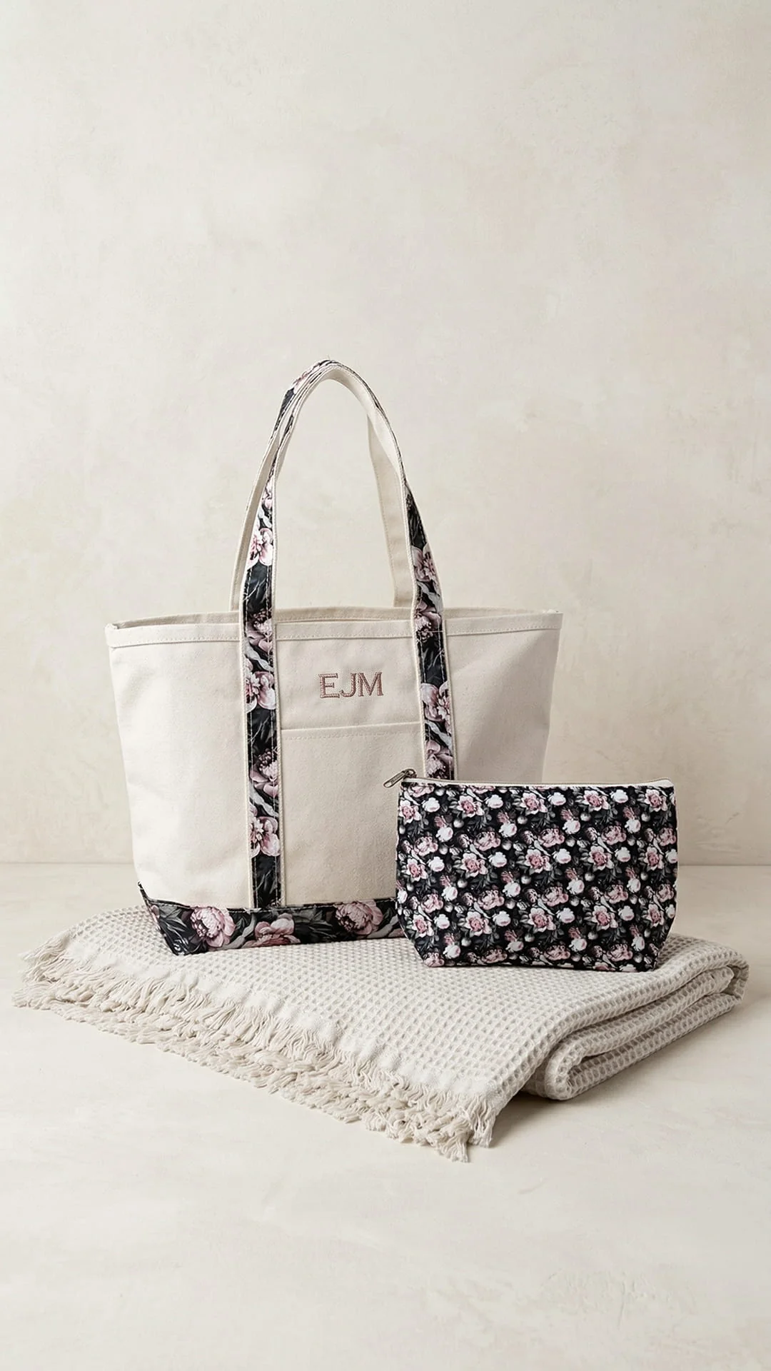 The Monogram Keepsake Box | Personalized Tote, Clutch & Waffle Throw Gift Set - Image 6