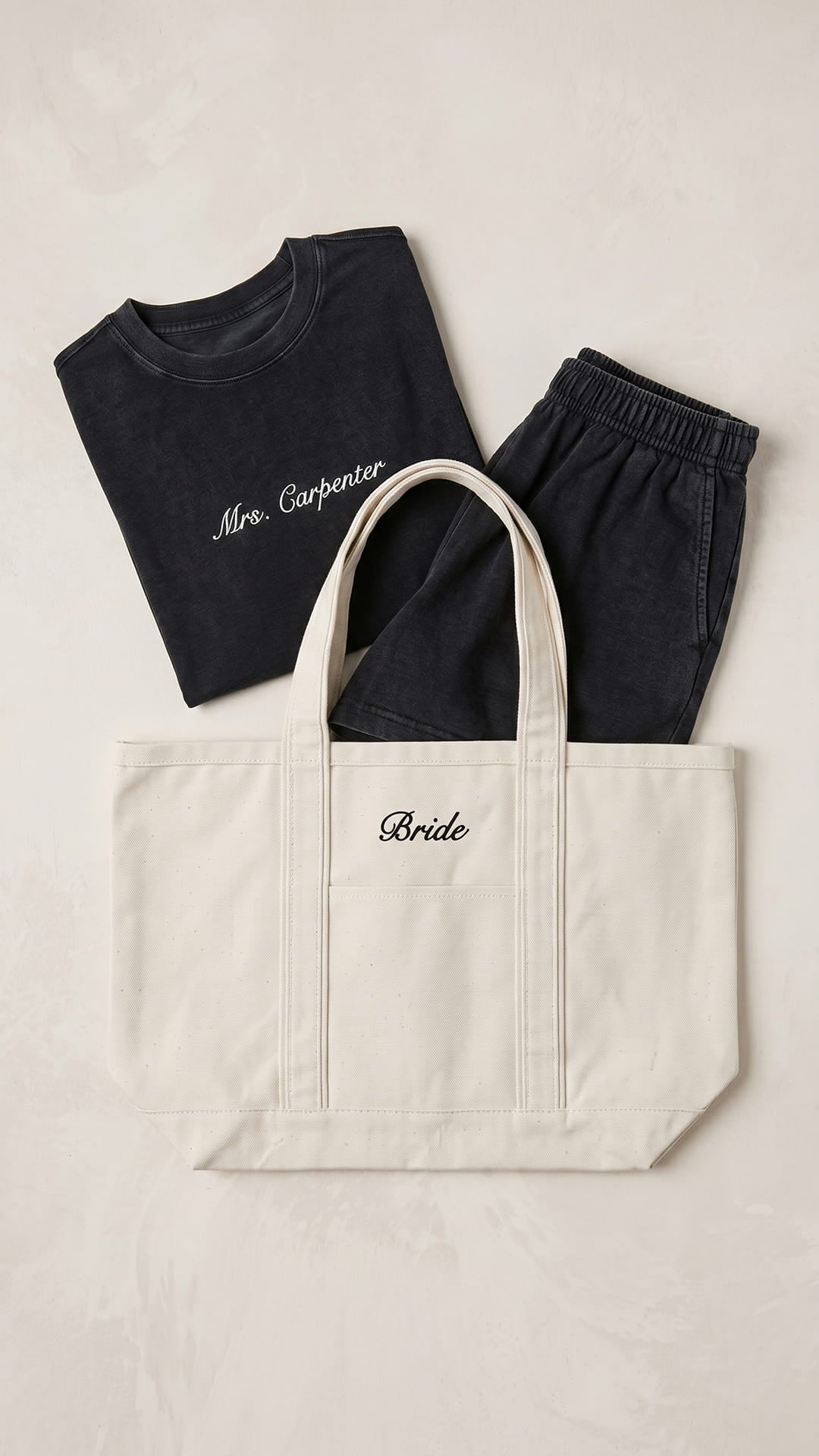 The Mrs. Gift Set | Embroidered Crop Tee, Matching Shorts & Bridal Tote - Image 10