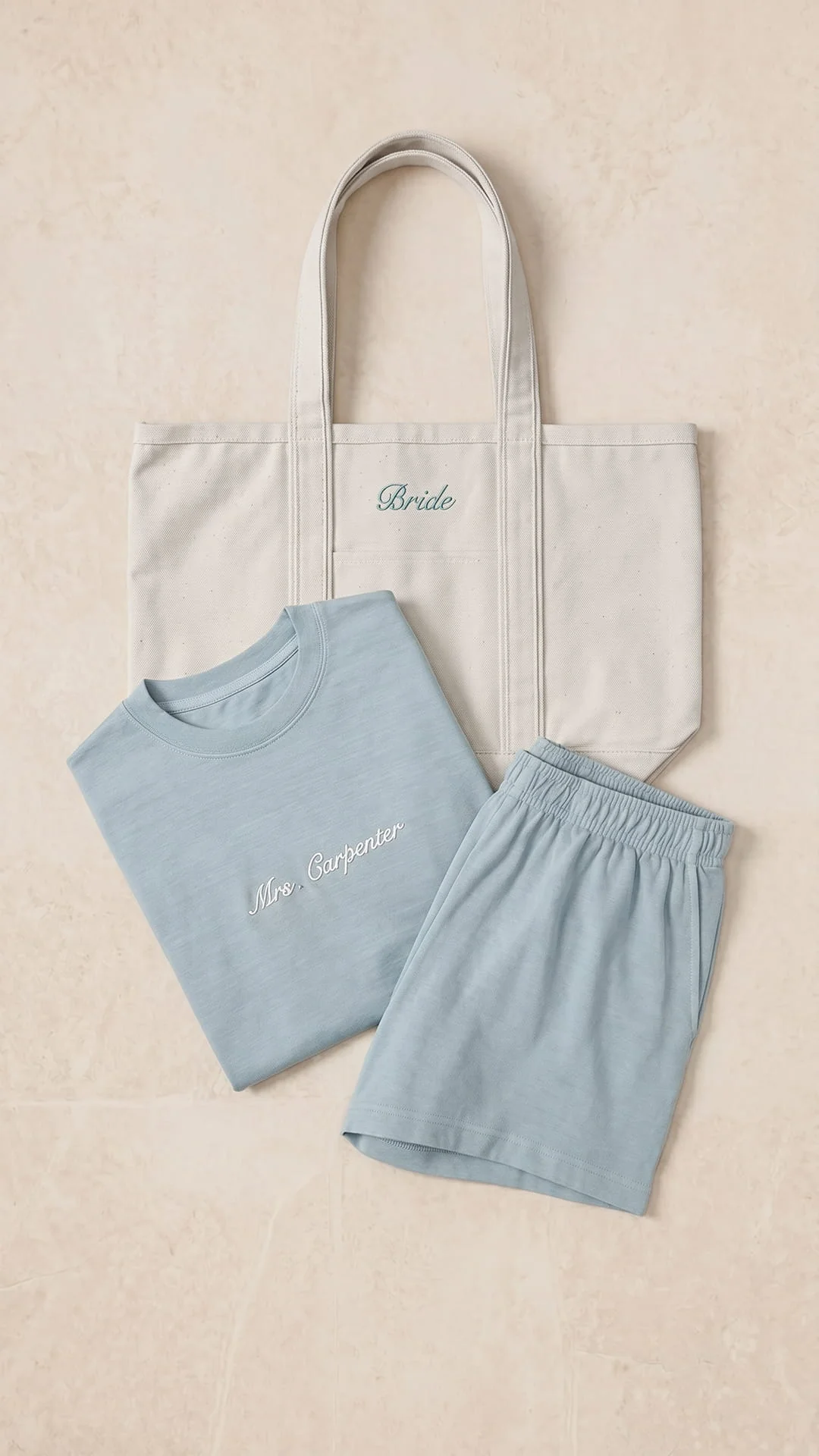 The Mrs. Gift Set | Embroidered Crop Tee, Matching Shorts & Bridal Tote - Image 11