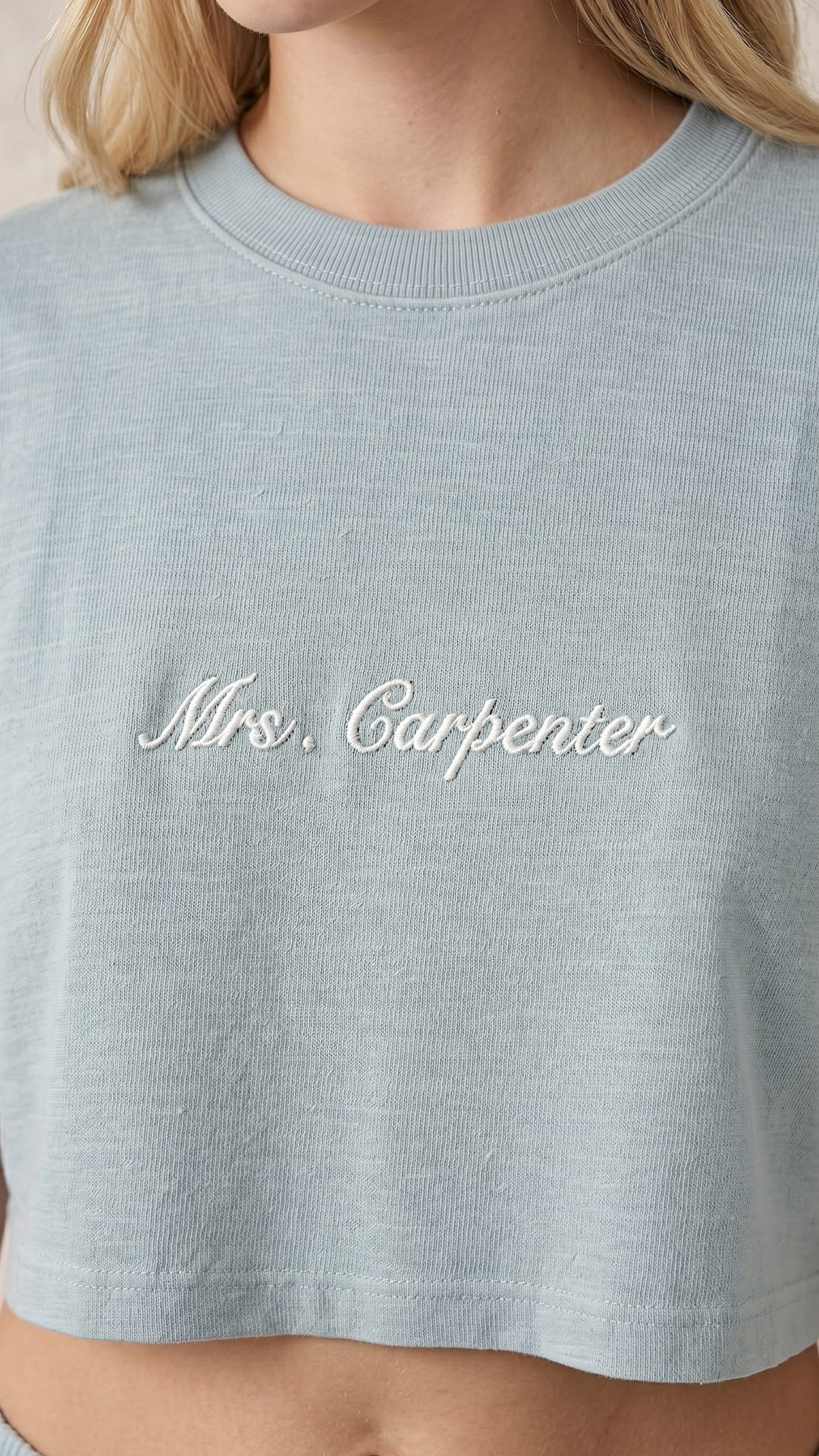 The Mrs. Gift Set | Embroidered Crop Tee, Matching Shorts & Bridal Tote - Image 3