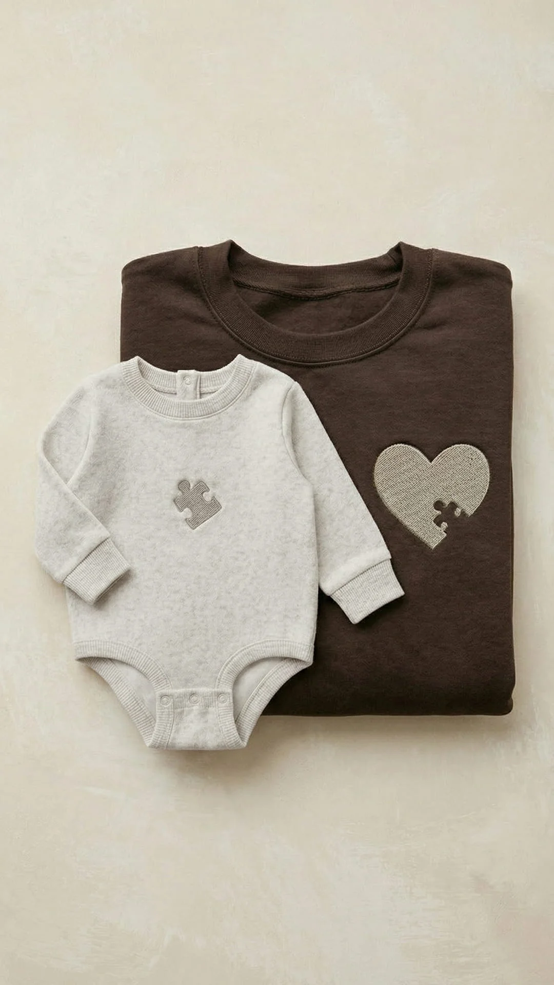 Mama & Mini Puzzle Piece Embroidered Set | Adult Heart Sweatshirt