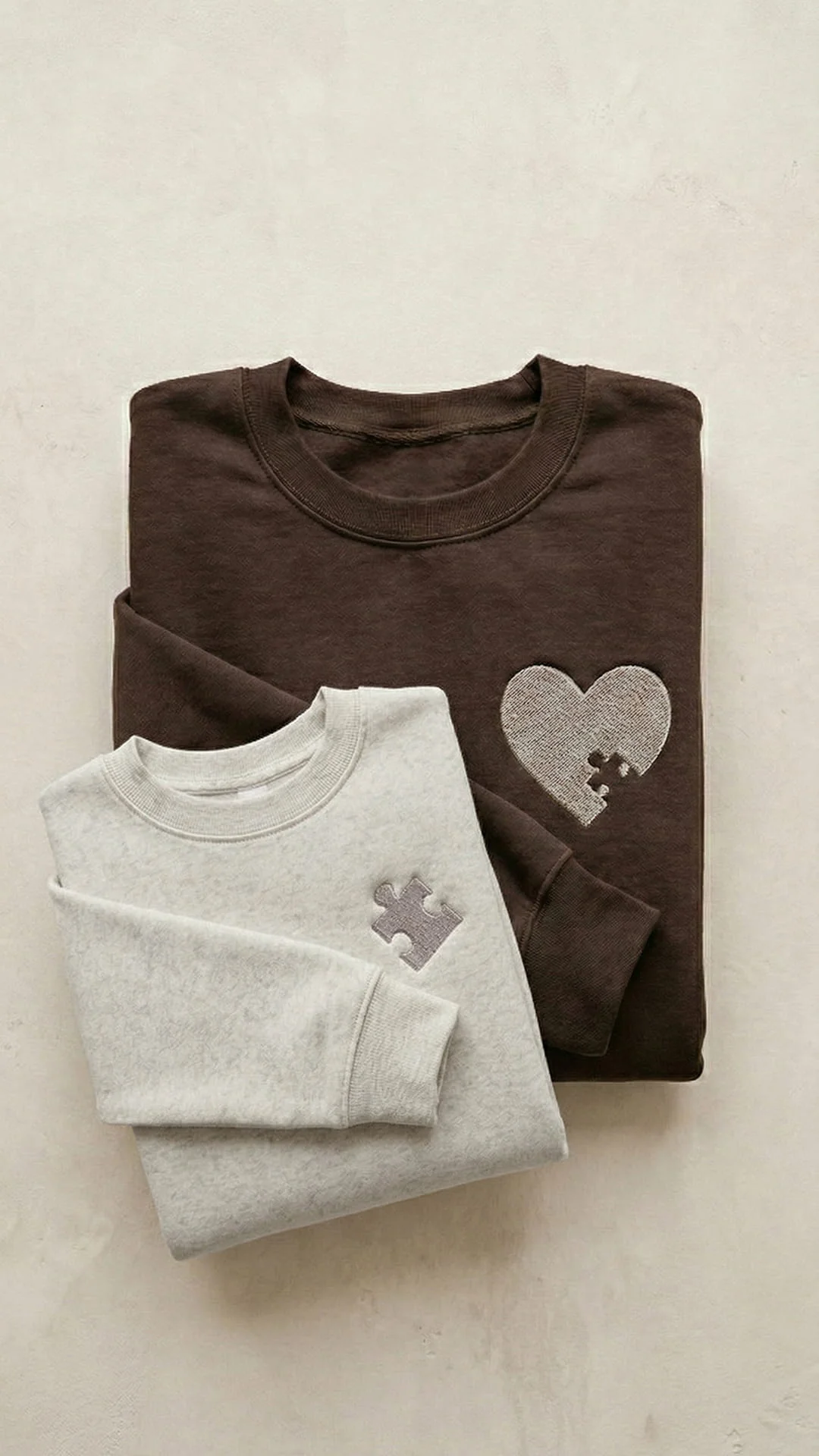Mama & Mini Puzzle Piece Embroidered Set | Adult Heart Sweatshirt - Image 2
