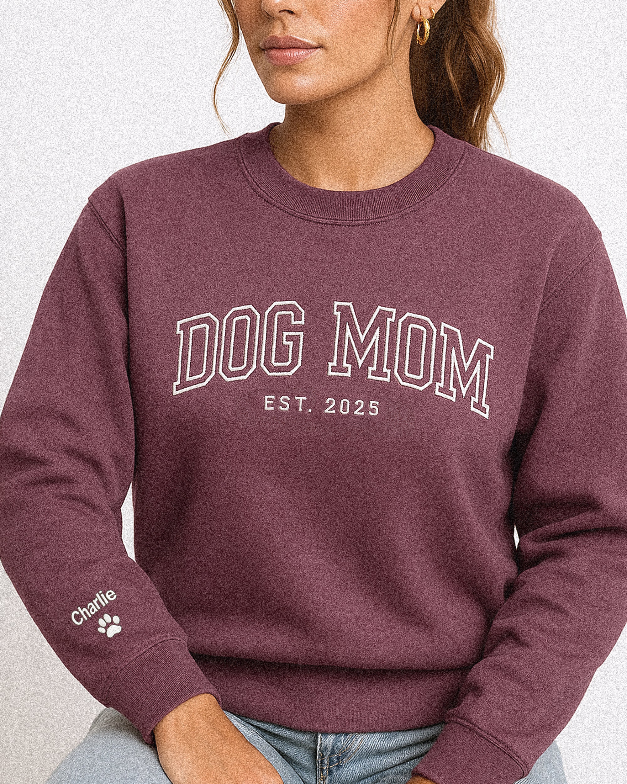 Varsity Dog Mom Embroidered Sweatshirt - Image 5